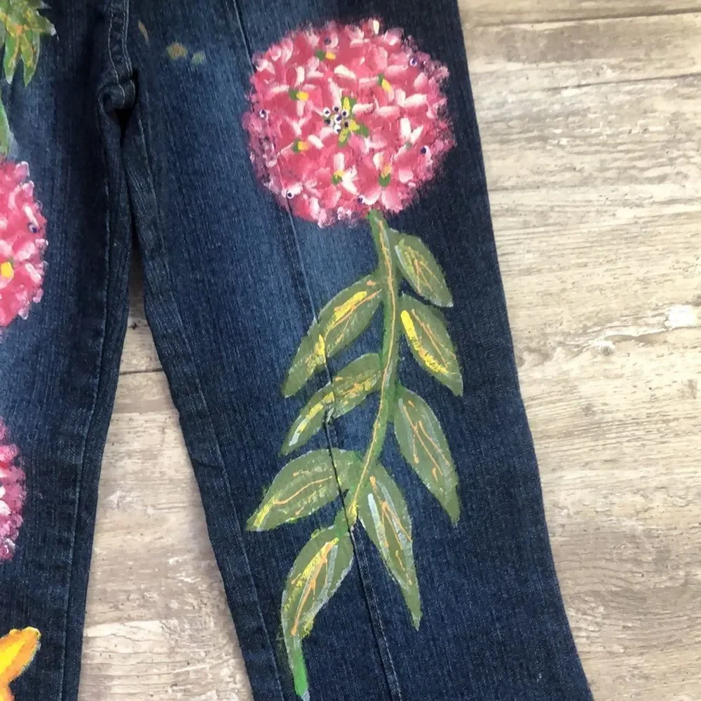 Baby Gassy Gooma Boutique Kids Girls Sz 6x Floral Painted Jeans